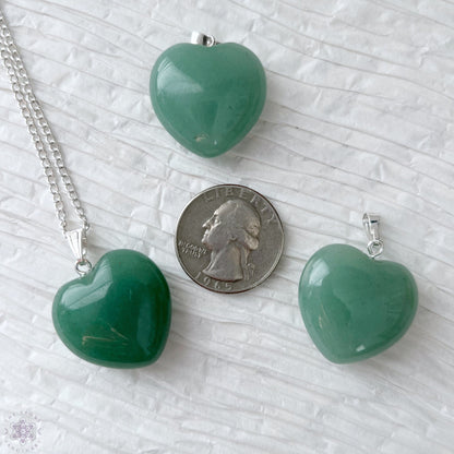 1" Green Aventurine Heart Pendant