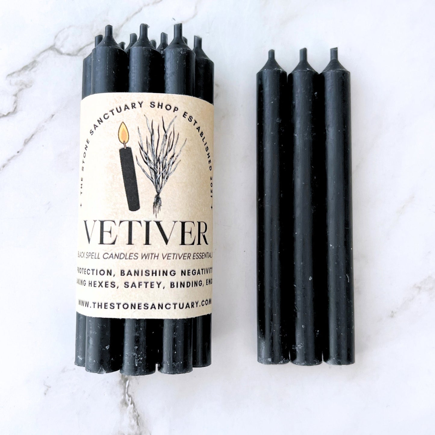 5" Vetiver Scented Black Chime Candles