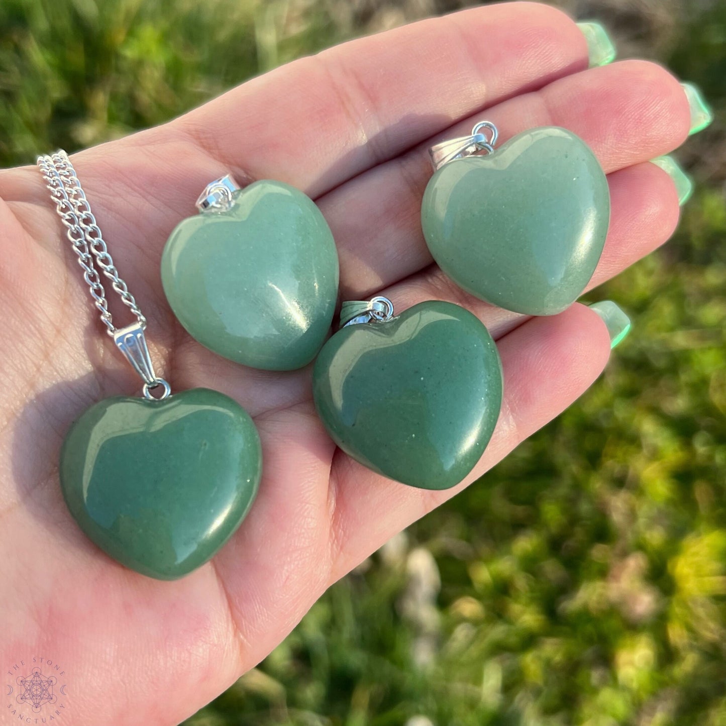 1" Green Aventurine Heart Pendant