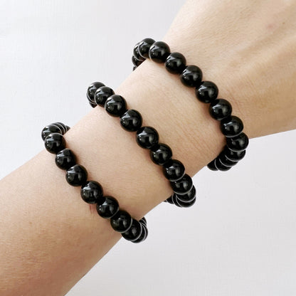 8mm Black Tourmaline Beaded Bracelet