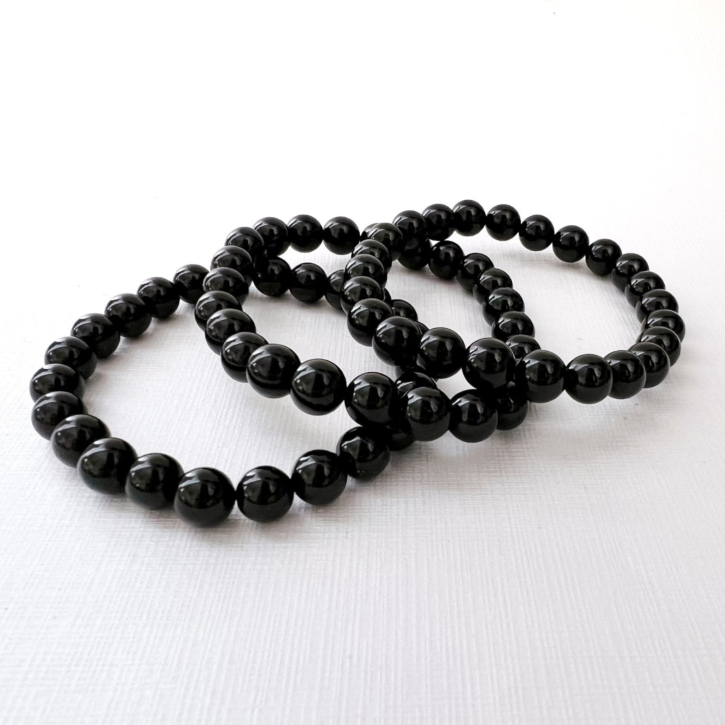 8mm Black Tourmaline Beaded Bracelet