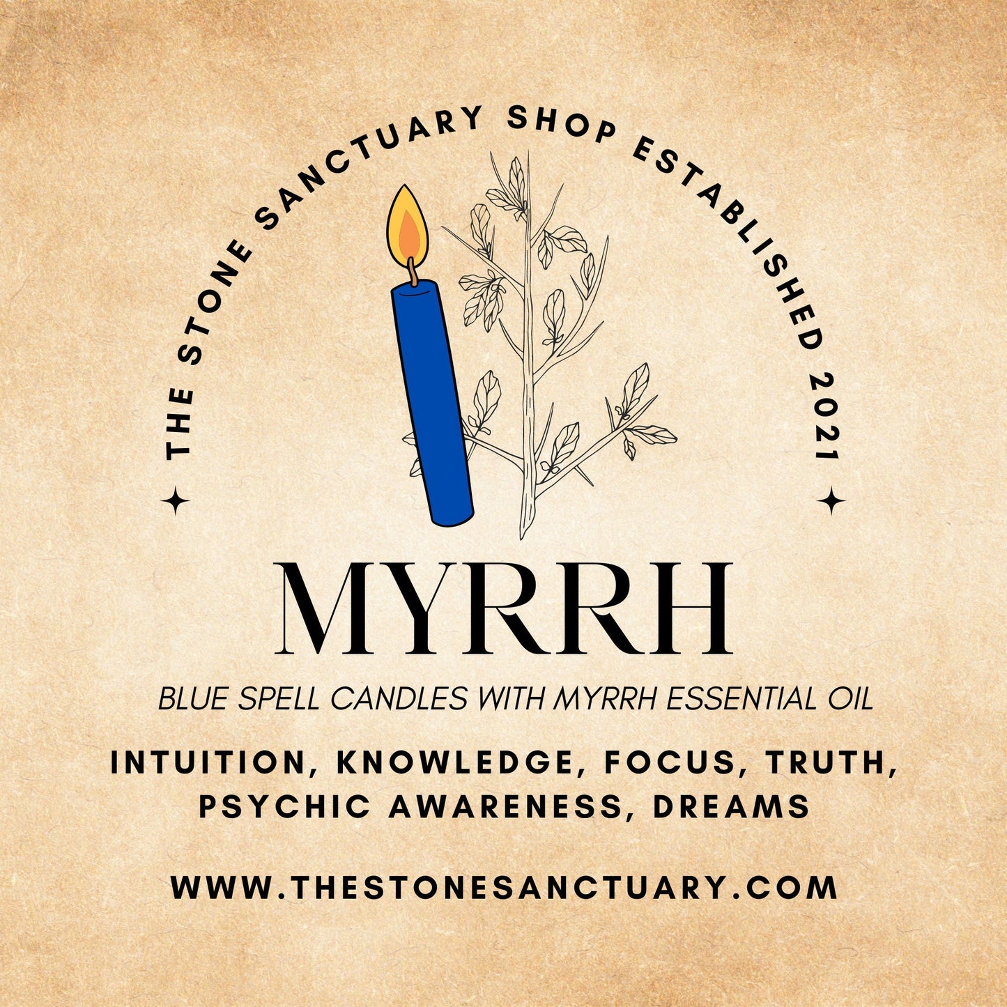 5" Myrrh Scented Blue Chime Candles