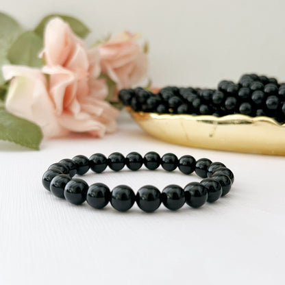 8mm Black Obsidian Beaded Bracelet