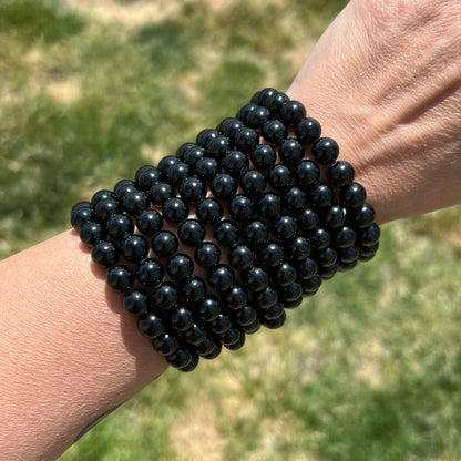 8mm Black Obsidian Beaded Bracelet