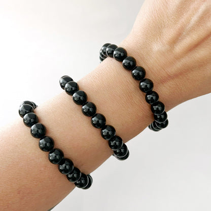 8mm Black Obsidian Beaded Bracelet