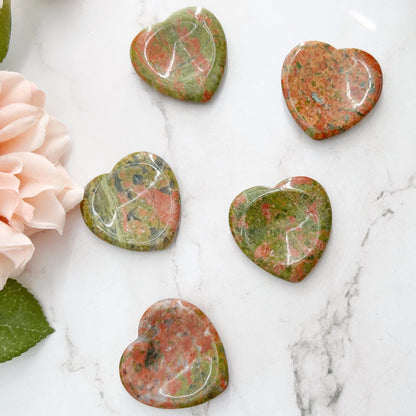 Unakite Heart Shaped Worry Stone