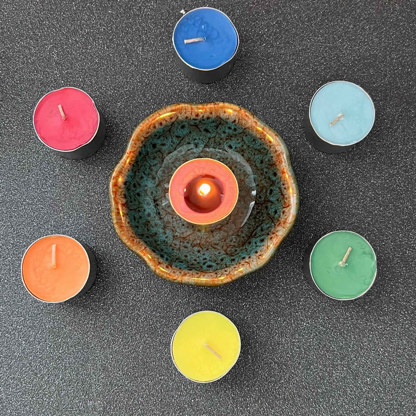 Set of 7 Unscented Chakra Tealight Candles