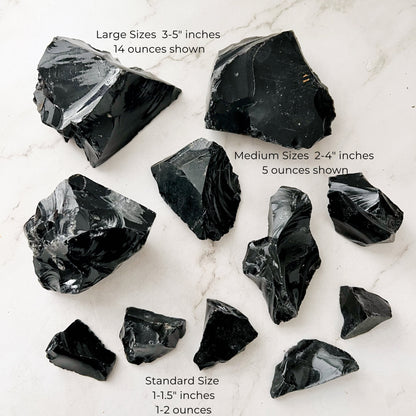 Raw Black Obsidian Stones