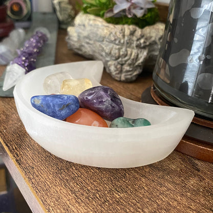 4" Selenite Crescent Moon Bowl