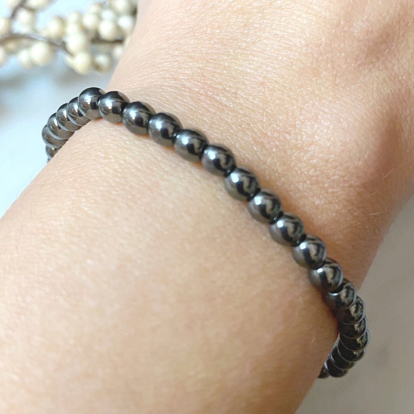 4mm Hematite Beaded Bracelet