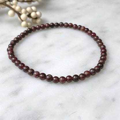 4mm Garnet Beaded Bracelet