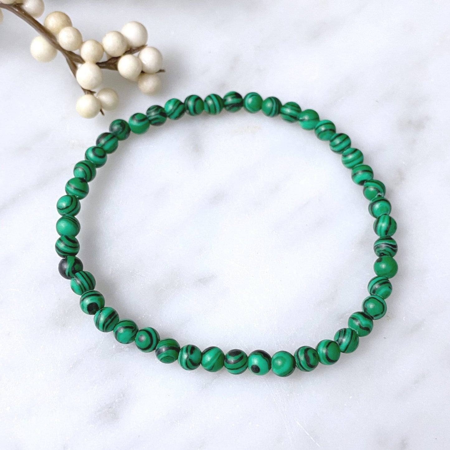 4mm Malachite Beaded Bracelet