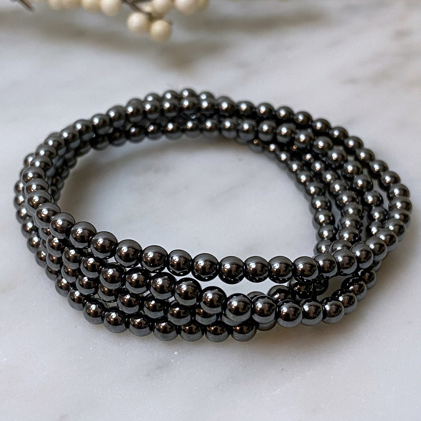 4mm Hematite Beaded Bracelet