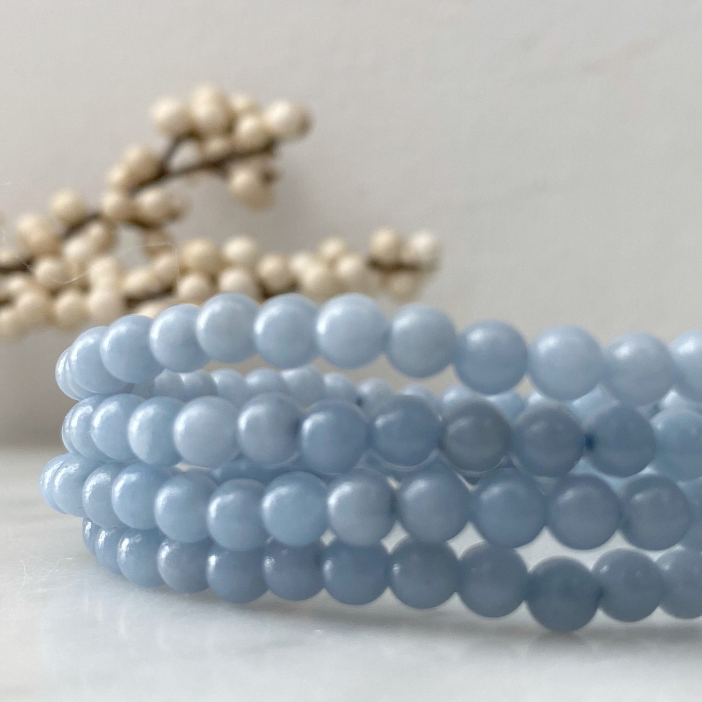 4mm Angelite Beaded Bracelet