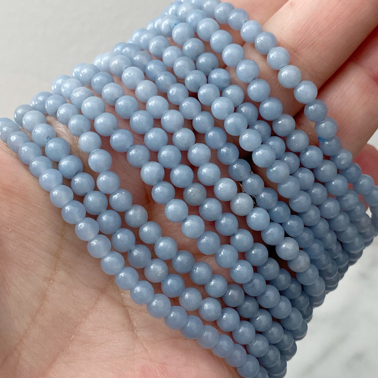 4mm Angelite Beaded Bracelet