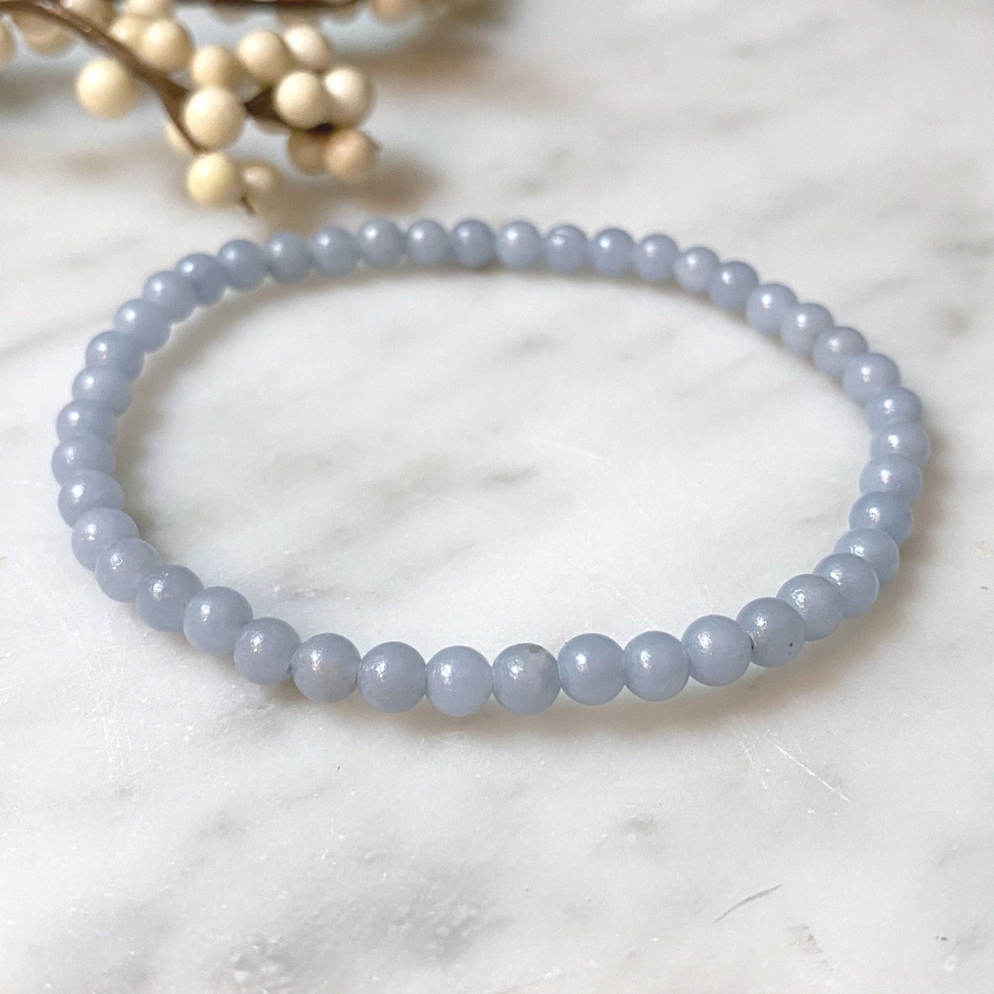 4mm Angelite Beaded Bracelet