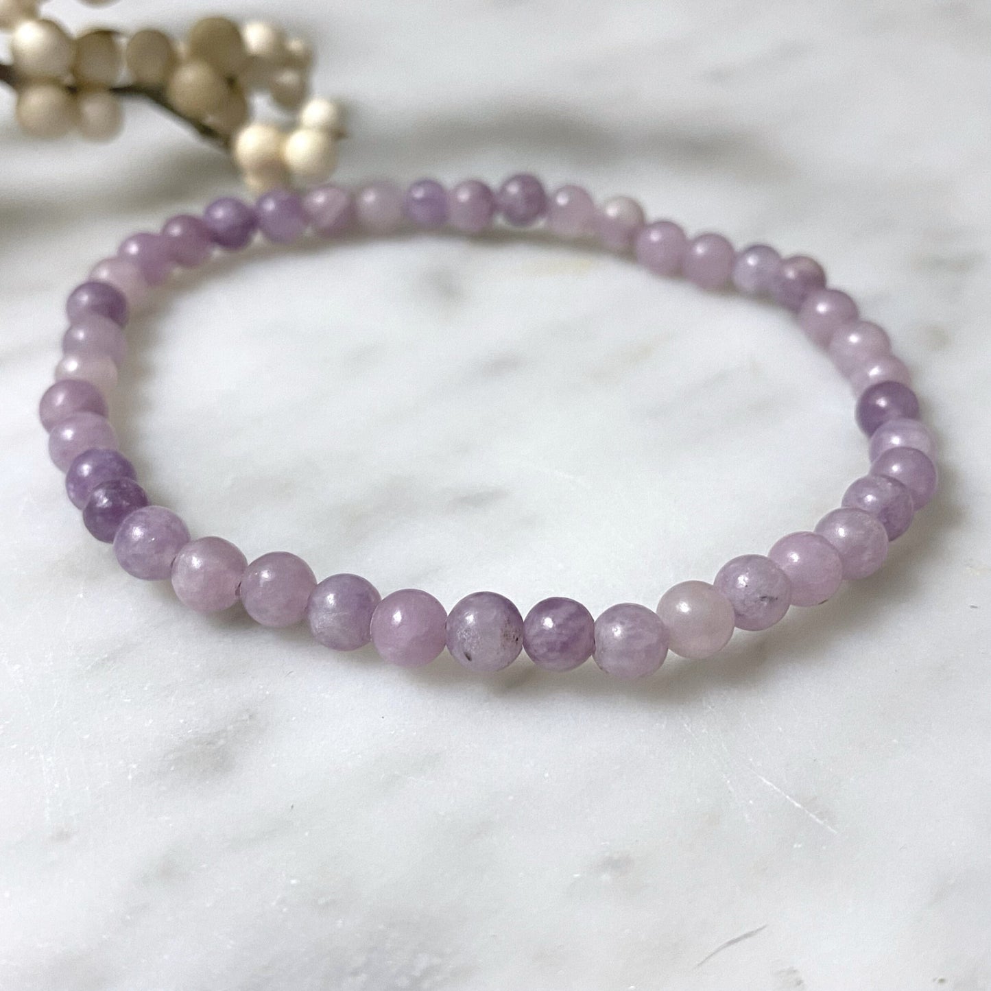 4mm Lepidolite Beaded Bracelet