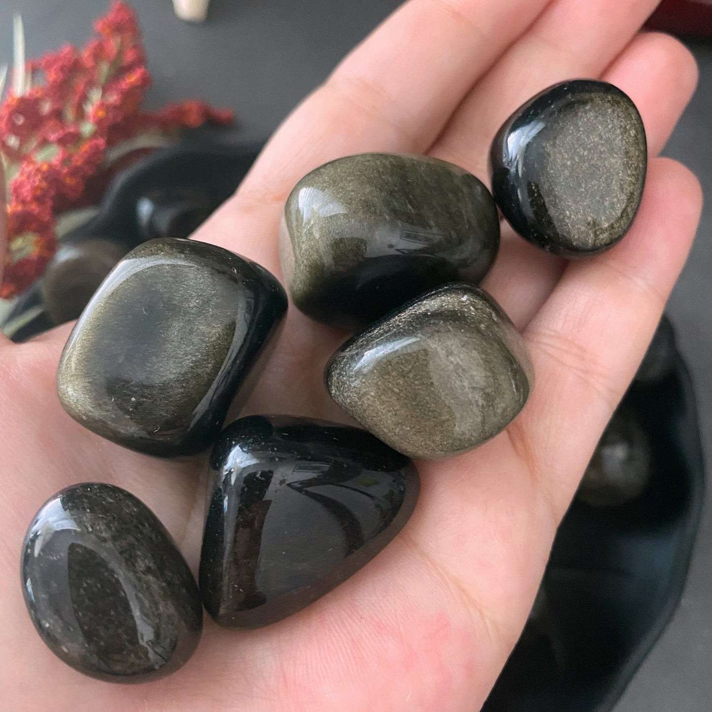 Gold Sheen Obsidian Tumbled Stones