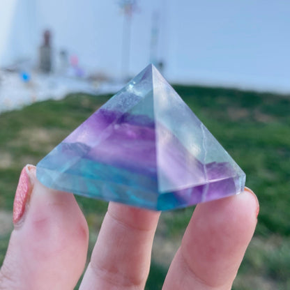 1" Mini Rainbow Fluorite Pyramid