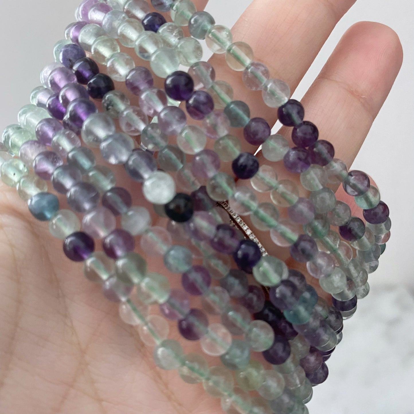 4mm Rainbow Fluorite Beaded Bracelet