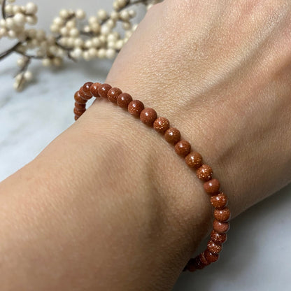 4mm Goldstone Beaded Bracelet