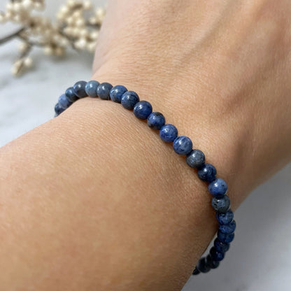 4mm Dumortierite Beaded Bracelet