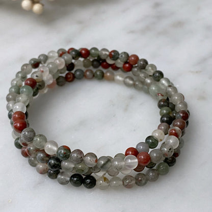 4mm Seftonite (African Bloodstone) Beaded Bracelet