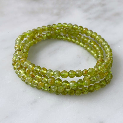 4mm Peridot Beaded Bracelet