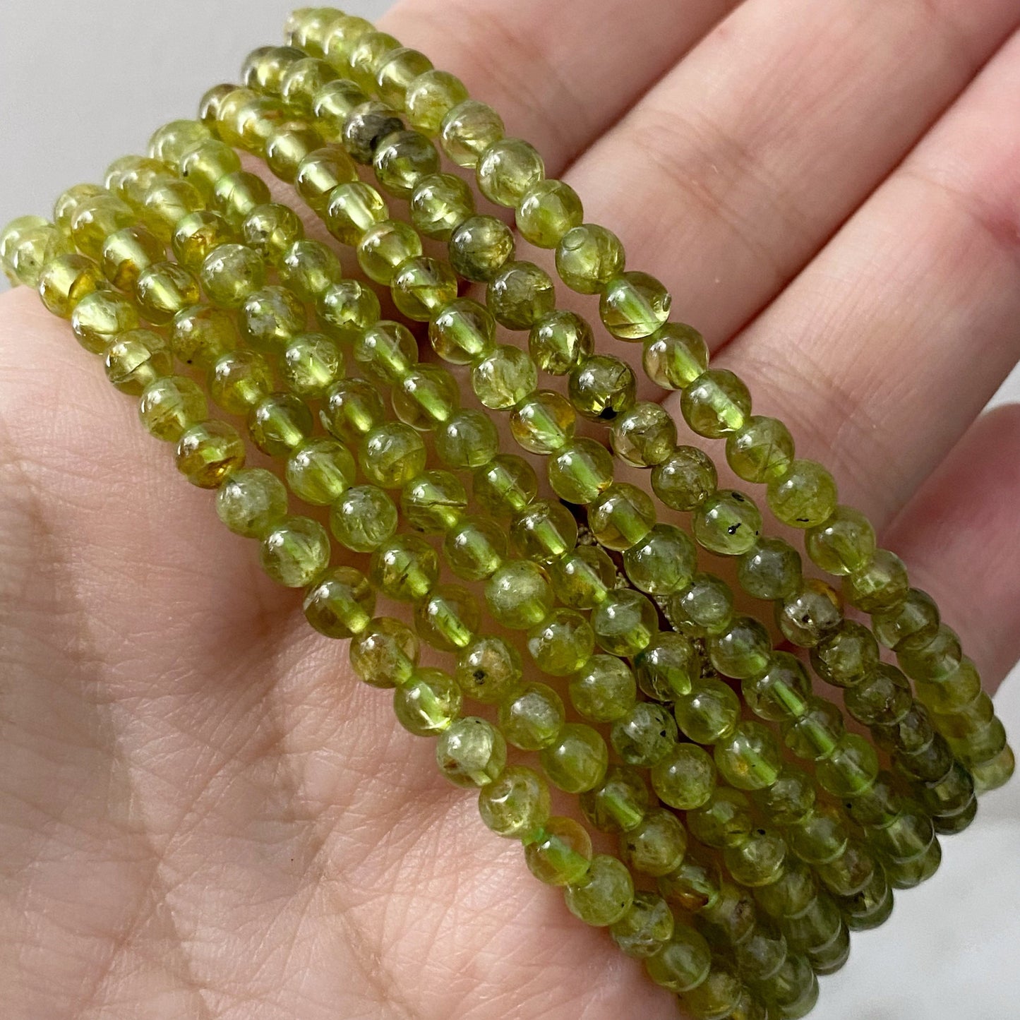 4mm Peridot Beaded Bracelet