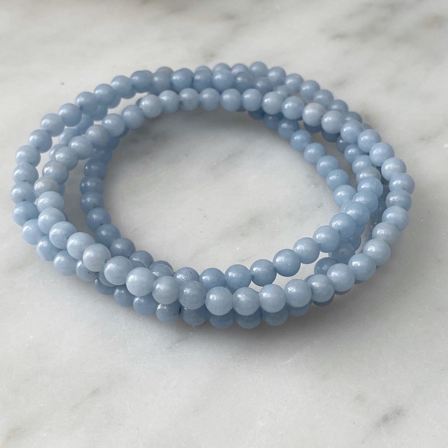 4mm Angelite Beaded Bracelet