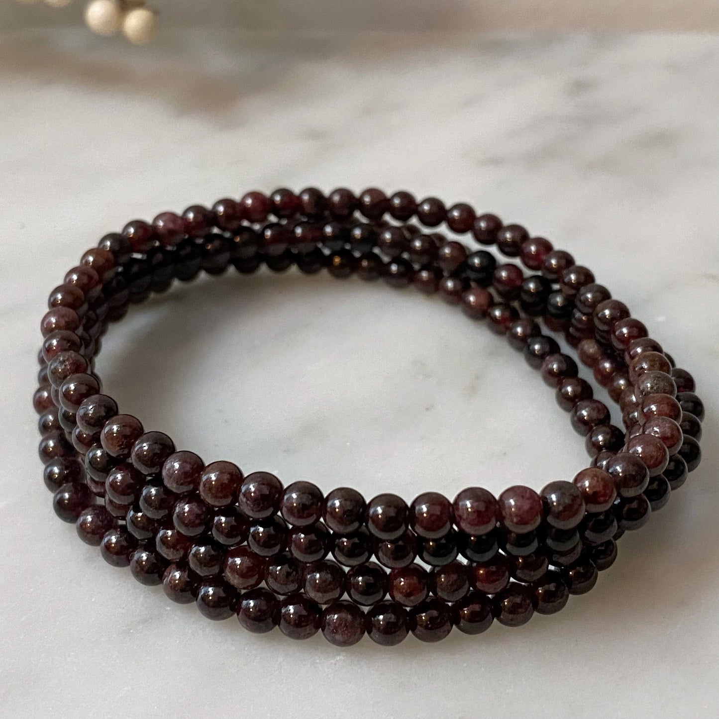 4mm Garnet Beaded Bracelet