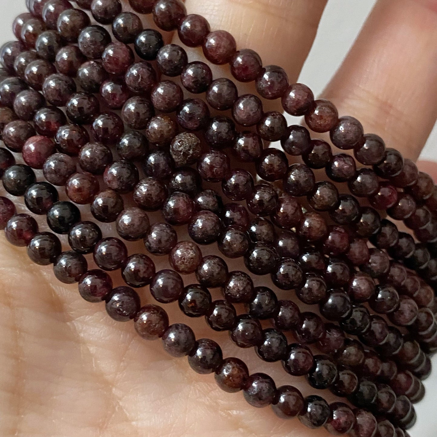 4mm Garnet Beaded Bracelet