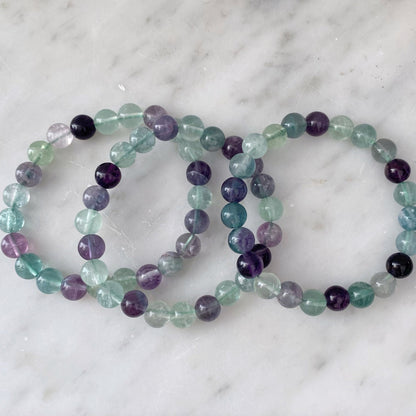 8mm Fluorite Beaded Bracelet