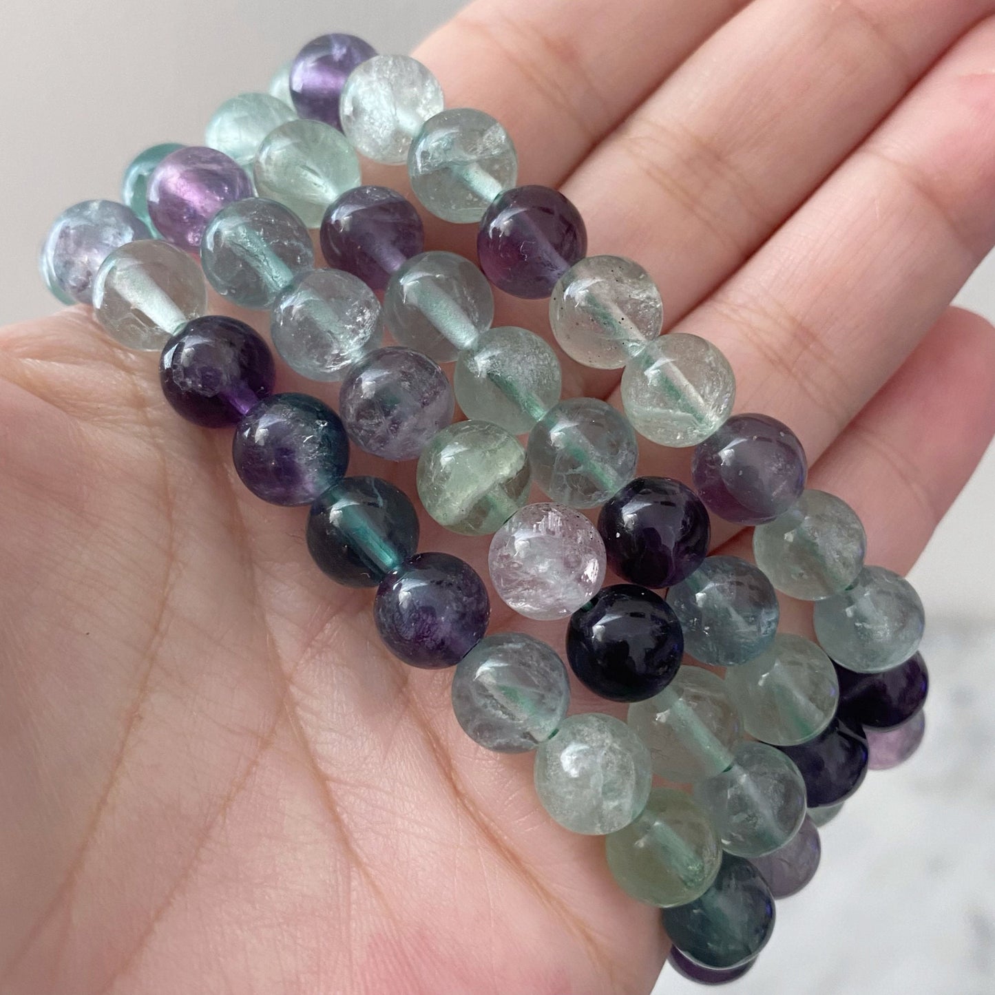 8mm Fluorite Beaded Bracelet