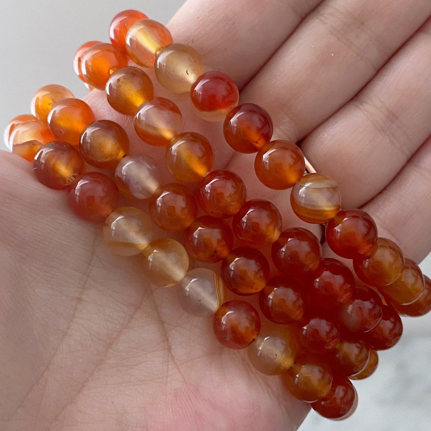 8mm Carnelian Agate Beaded Bracelet