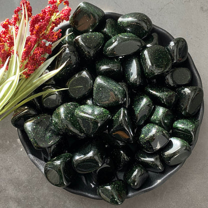 Green Goldstone Tumbled Stones