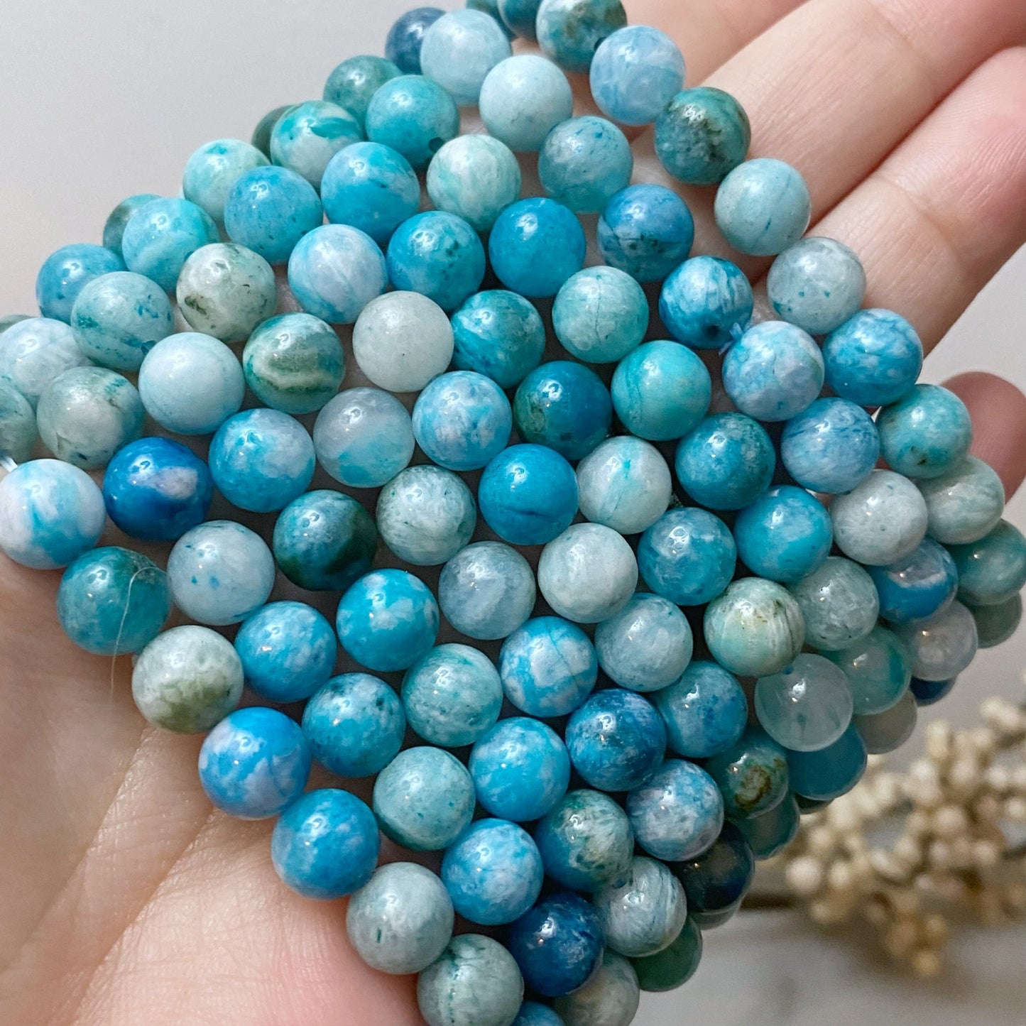 8mm Hemimorphite Beaded Bracelet