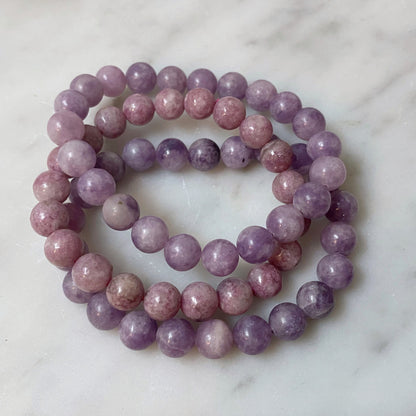 8mm Lepidolite Beaded Bracelet