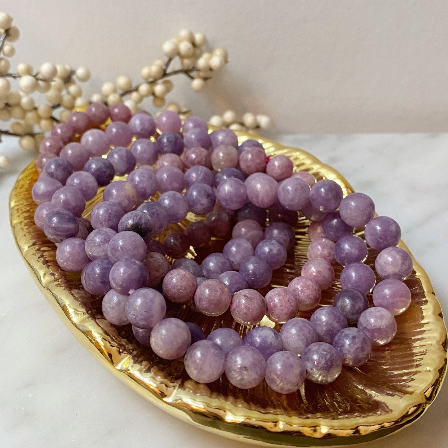 8mm Lepidolite Beaded Bracelet