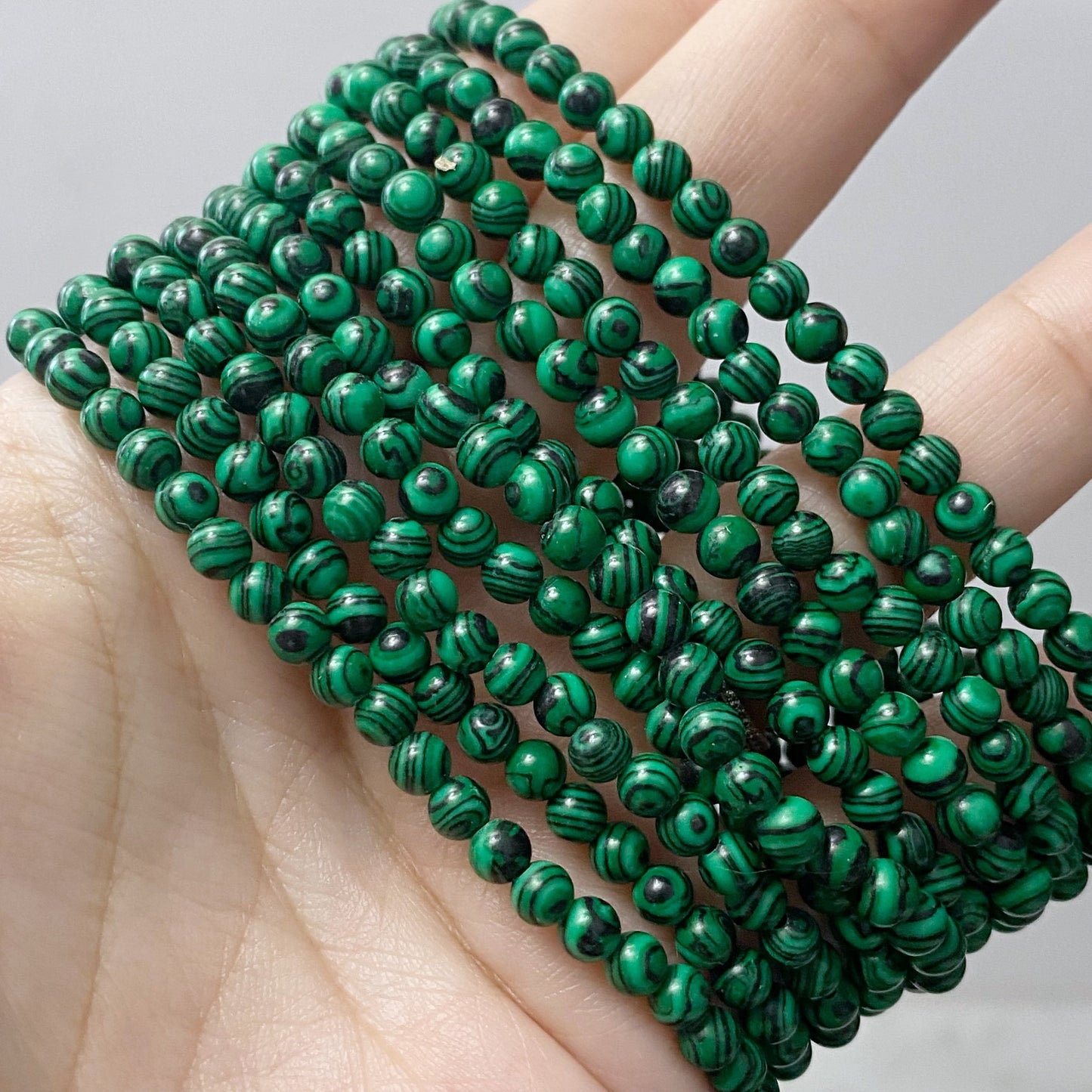 4mm Malachite Beaded Bracelet