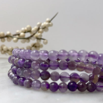 4mm Amethyst Beaded Bracelet