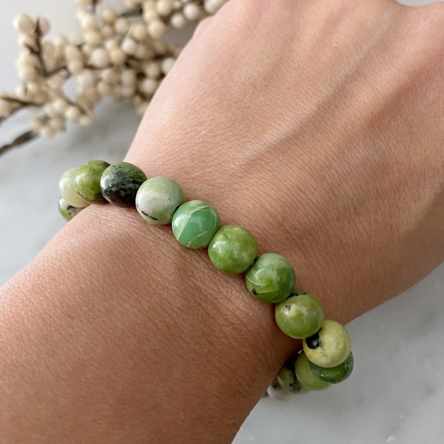 8mm Chrysoprase Beaded Bracelet