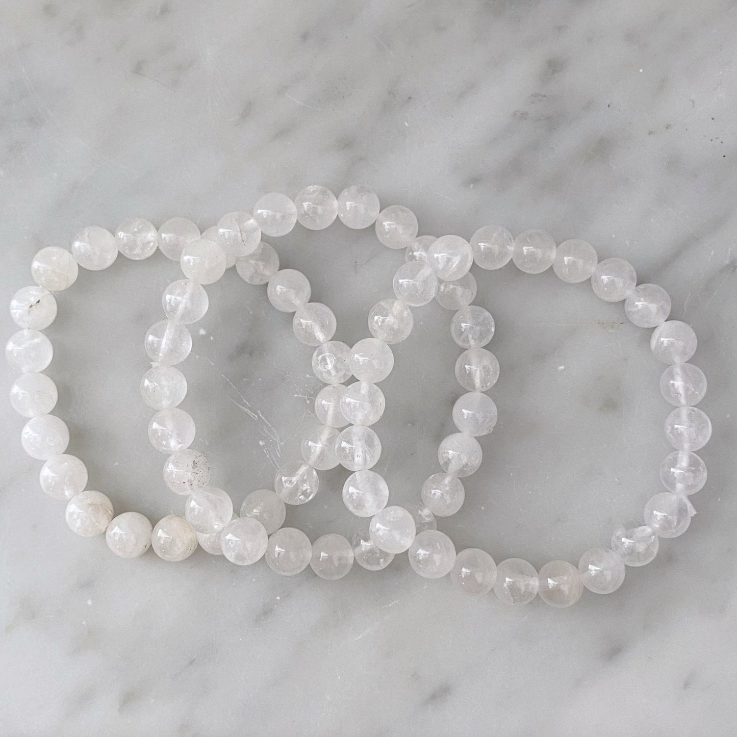 8mm Clear Quartz Beaded Bracelet