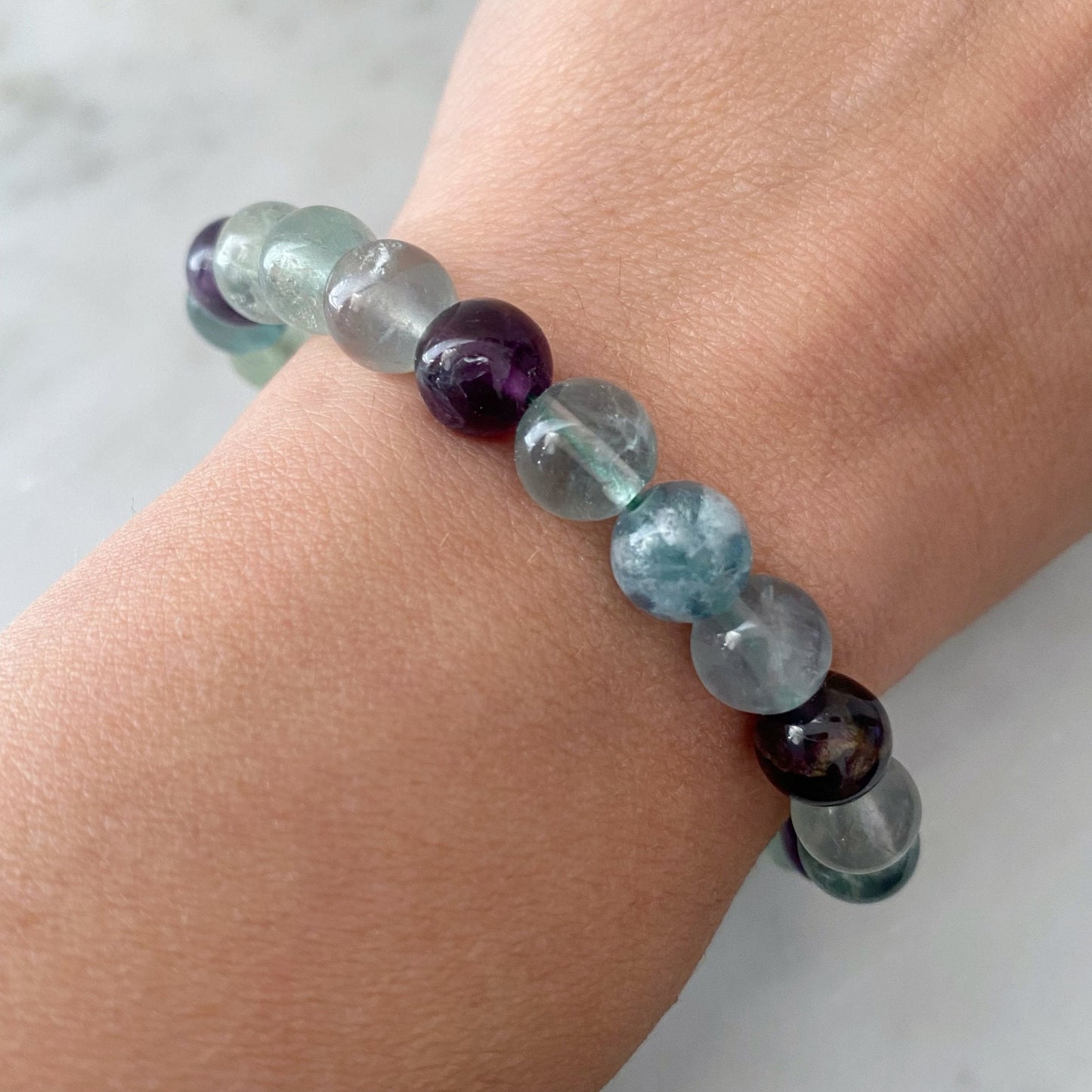 8mm Fluorite Beaded Bracelet