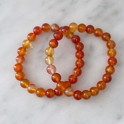 8mm Carnelian Agate Beaded Bracelet