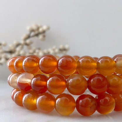 8mm Carnelian Agate Beaded Bracelet