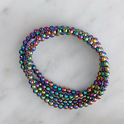 4mm Rainbow Hematite Beaded Bracelet