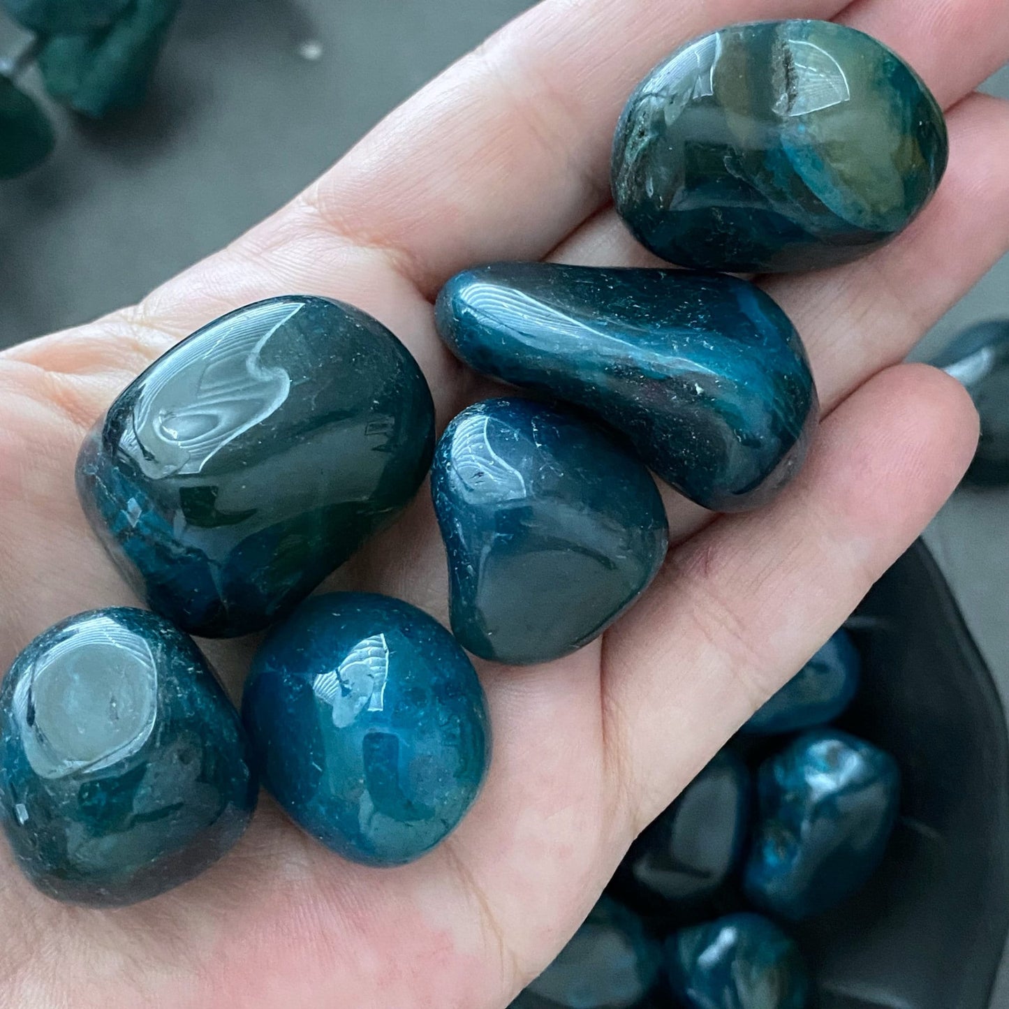 Teal Agate Tumbled Stones