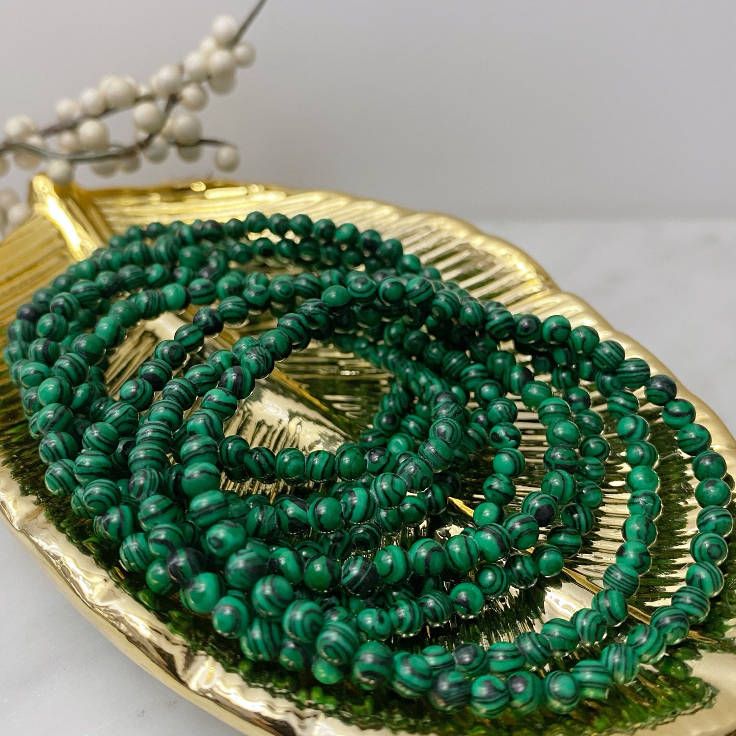 4mm Malachite Beaded Bracelet