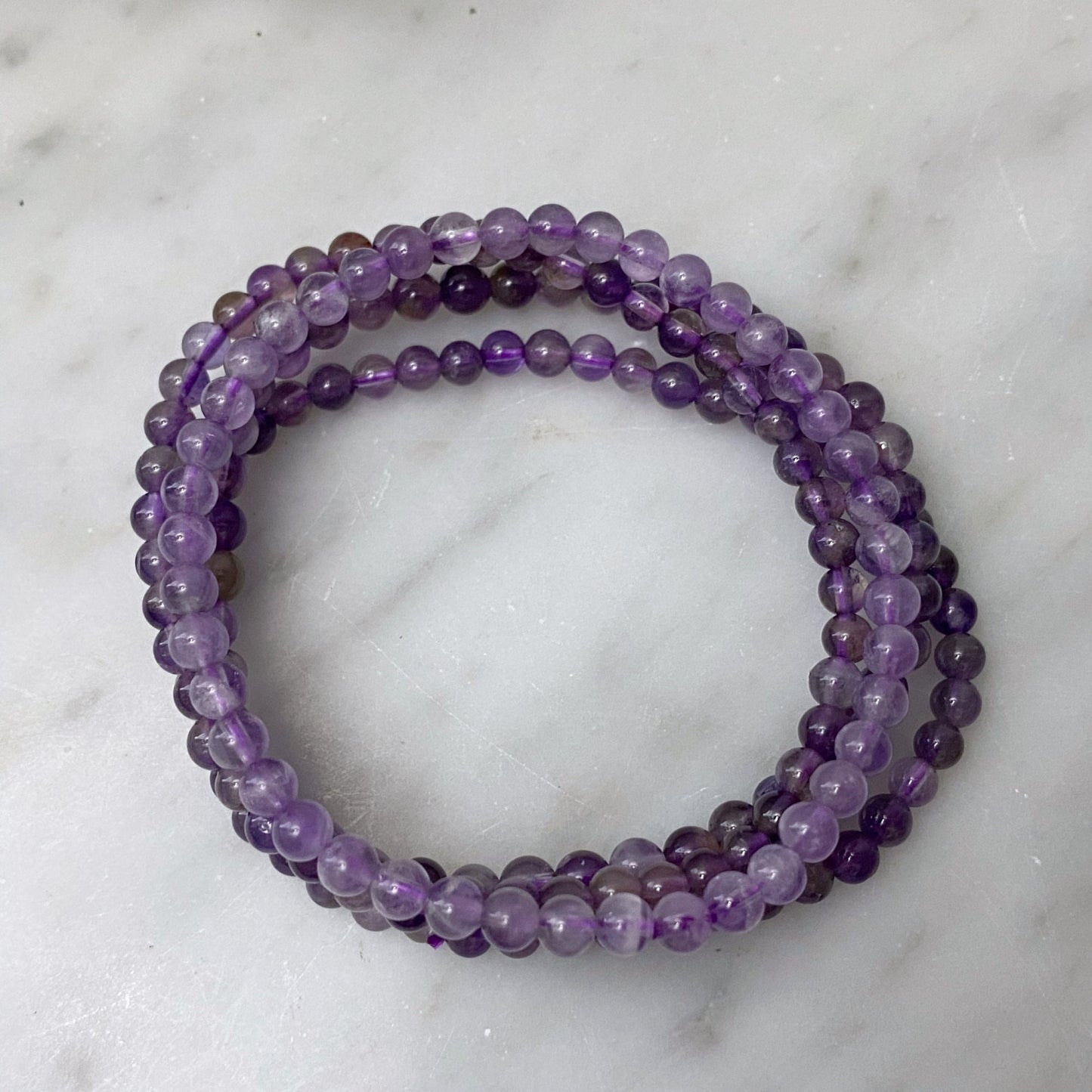 4mm Amethyst Beaded Bracelet